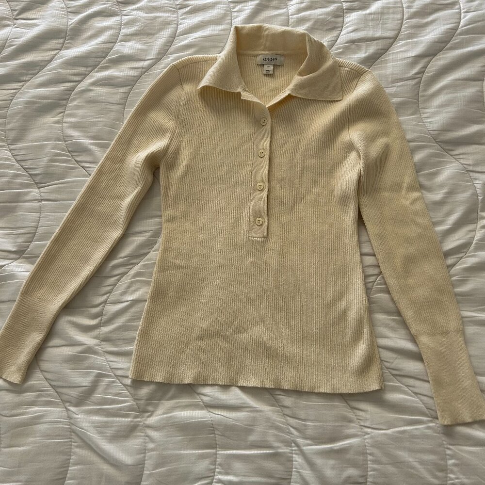 XS On 34th Long-Sleeve Polo Sweater (NWOT)